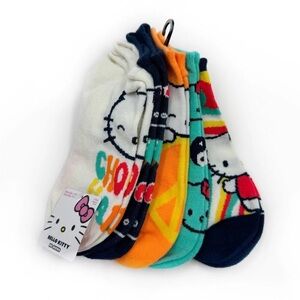 Sanrio 5 Pk Of Socks Fits Shoe Sz 4-10 Hello Kitty No Show New